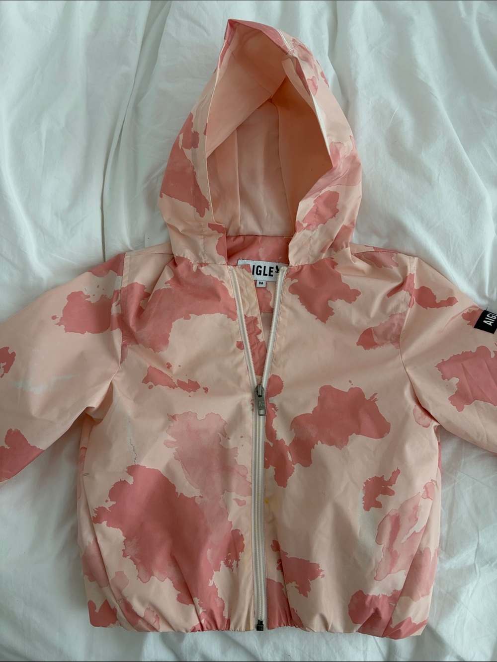 Aigle Pink & Cream Camo Hooded Rain Jacket